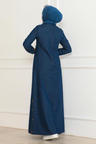 Missvalle Τζιν φόρεμα με λεπτομέρεια με κουμπιά και τσέπες σκούρο μπλε 19234