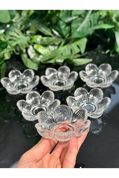 GONCAEV Set of 6 Lotus Flower Coffee Side Presentation Holder Striped Origami Turkish Delight Holder Sugar Bowl Dragee Plain
