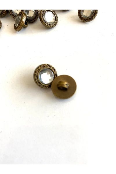 canan dizayn 12.5 mm Antique Yellow Stone Metalized Button (15 Pcs)