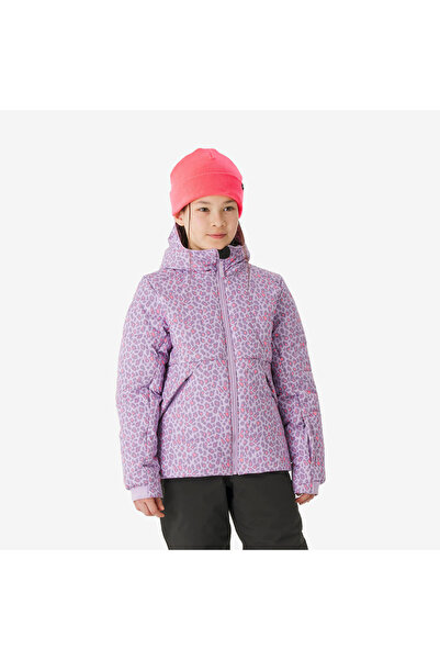 Decathlon Wedze Çocuk Şişme Kayak Montu - 6/14 Yaş - Eflatun/Leopar Desenli -...