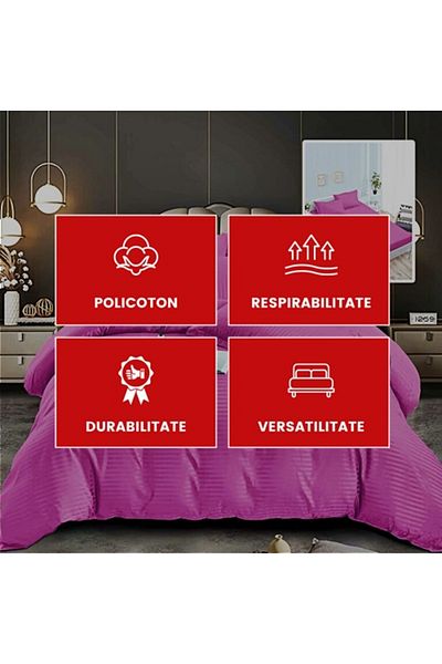 PATONE Damask Polycotton Bed Linen, 6 pieces, fitted sheet, sycamore