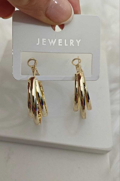 KYOLA DESİGN 3-Piece Hlka Gold Women's Earrings