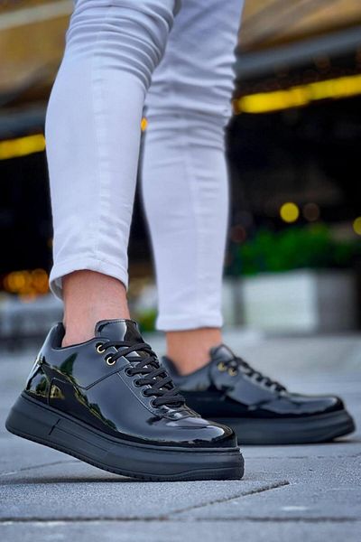 MELAMS Sheiyk Charcoal Patent Leather Casual Men's Shoes - Kbc