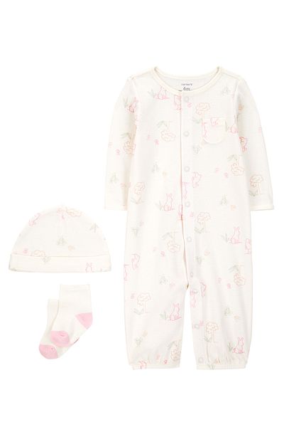 Carter's Baby Girl Ecru Jumpsuit Set