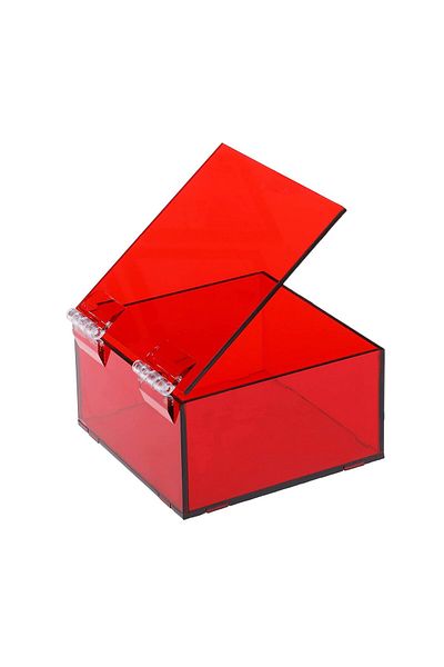 Lamsit Ibdaa Acrylic Box - Fluorescent Box with Hinges - Jewelry & Collectibles (10x10x5 cm,Red)