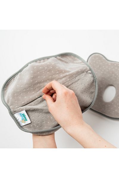 BabySnugg Baby pillow with 2 covers against plagiocephaly for head formation, Gray