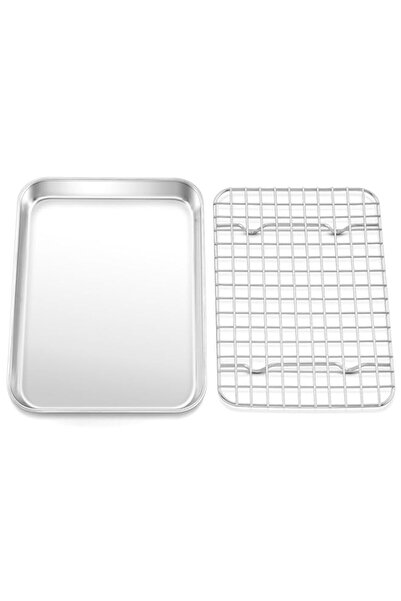 Generic مجموعة صينية فرن محمصة مع رف من تيم فار، 9 × 7 × 1 بوصة من الفولاذ ال...