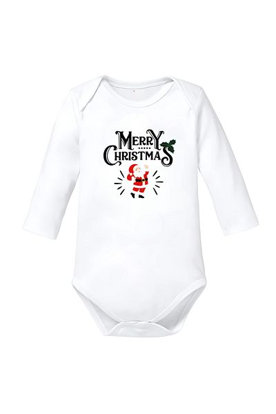 OEM Baby Christmas bodysuit cotton Merry Christmas white size 68