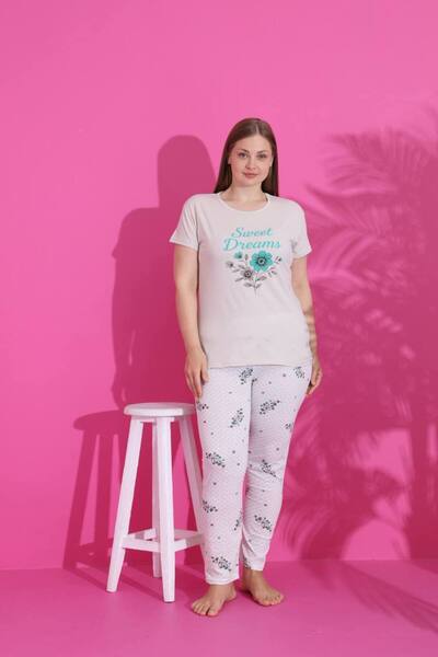 Emir Store Plus Size Women's Pajama Set Short Sleeve Six Long. # Bigsize Cotton