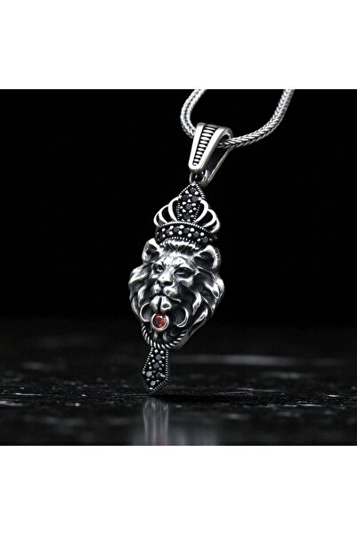 Asteria Jewelry Kral Tacı Aslan Figürlü Gümüş Kolye