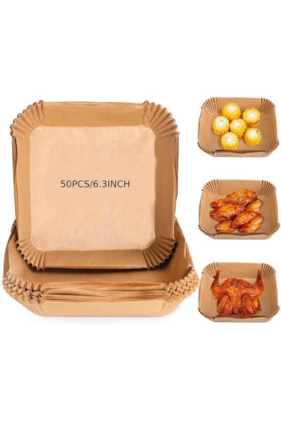 Generic ECVV 50 قطعة من بطانة المقلاة الهوائية المربعة، ورق الخبز للمقلاة اله...