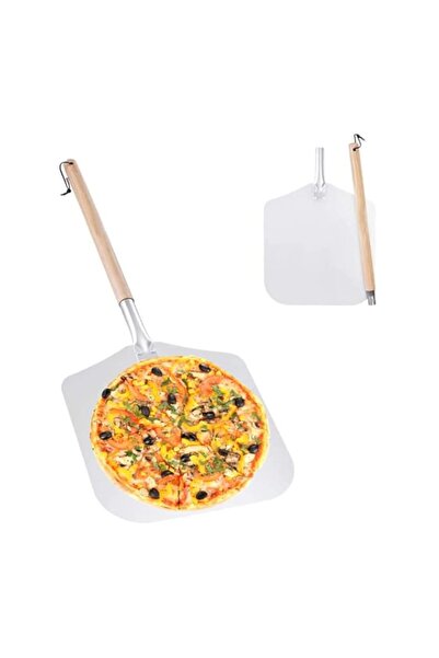 Generic مقشر بيتزا ممتاز من الألومنيوم من Exrp بمقبض من خشب الزان قابل للفصل،...