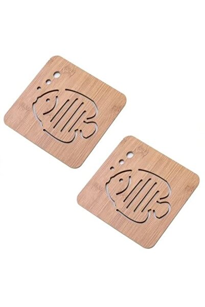 Generic مفارش طاولة خشبية على شكل سمكة من SOLDOUT™ قطعتين، مفارش شاي، مفارش ع...