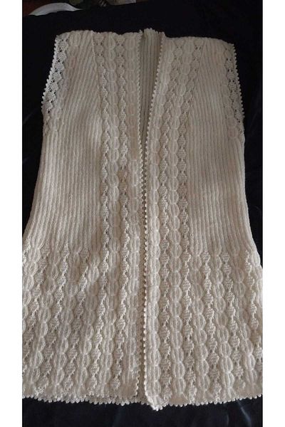 Papatyam Hand Knitted Stickwork Vest/Knitted Vest/Dowry Vest/Handcrafted Bridal Vest/Alize Angora Yarn/75 cm Length