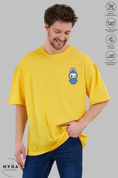 Nyda Collections Unisex Crew Neck Labubu Back Printed Cotton Oversize Short Sleeve T-Shirt