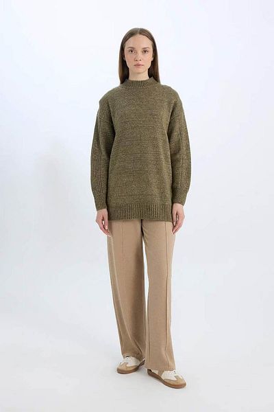 DeFacto Relax Fit Elastic Waist Basic Crepe Palazzo Mink Women's Trousers D6884Ax/Bg742