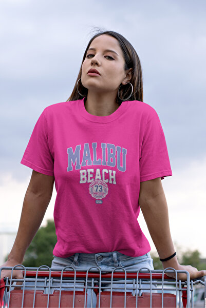 Butik Malıbu Beach Printed / Γυναικείο πολύχρωμο T-Shirt 100% Βαμβάκι Κανονικ...
