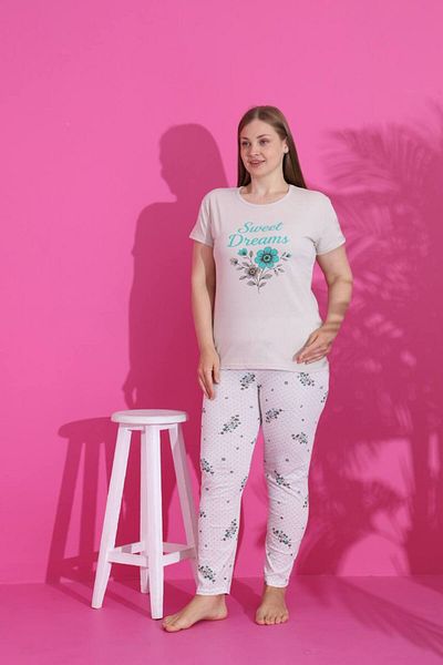 Emir Store Plus Size Women's Pajama Set Short Sleeve Six Long. # Bigsize Cotton