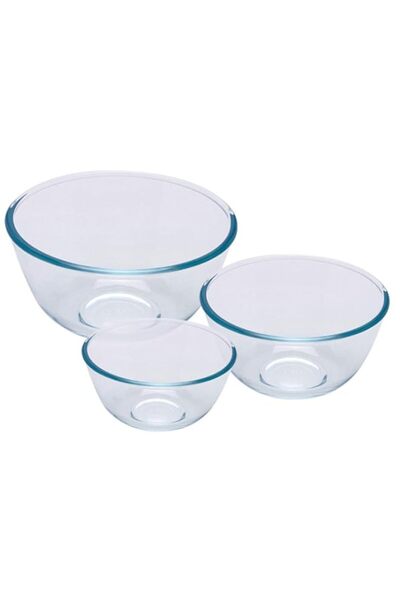 Generic Pyrex Bowl Set of 3, Clear, 2,3L/21cm/1,1L/17cm/0.7L/15cm, Glass