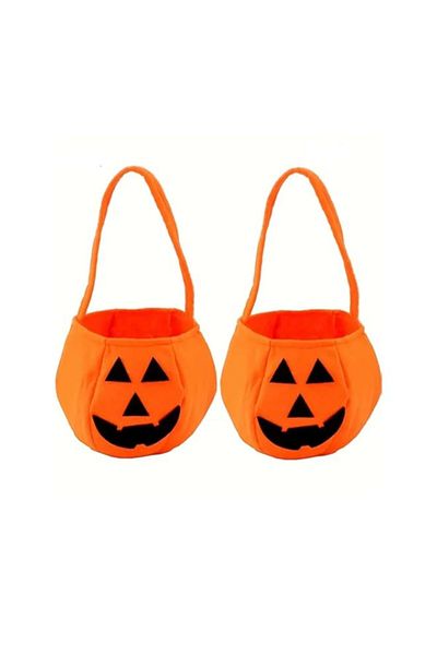 Generic FEZEY Halloween Pumpkin Candy Bags Orange for Kids 2-Pack Trick or Treat Reusable Non-Woven spooky