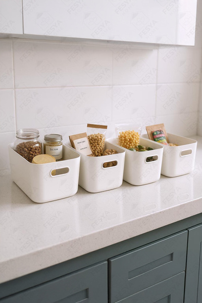 Fesya Home 4 Pcs Storage Container Organizer Organizer White Color Plastic Multipurpose Organizer