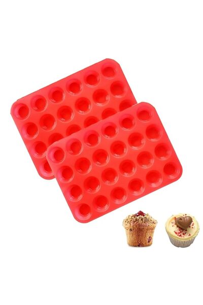 Generic مجموعة قوالب المافن السيليكونية غير اللاصقة من دووماما، 24 قالب كب كي...