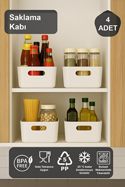 Fesya Home 4 Pcs Storage Container Organizer Organizer White Color Plastic Multipurpose Organizer