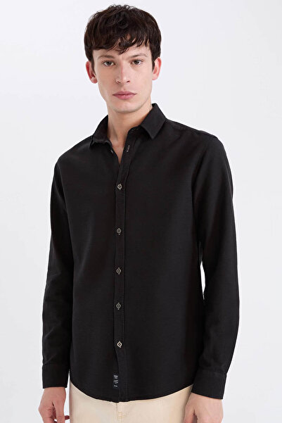 DeFacto Slim Fit Cotton Black Men's Shirt A4644Ax/Bk27