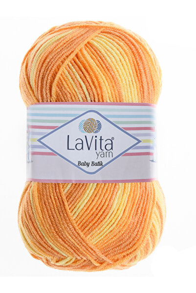 LaVita Yarn Ață de tricotat manual multicoloră Baby Batik 100% acrilic 100gr (BY11 GALBEN MESTEACAN)