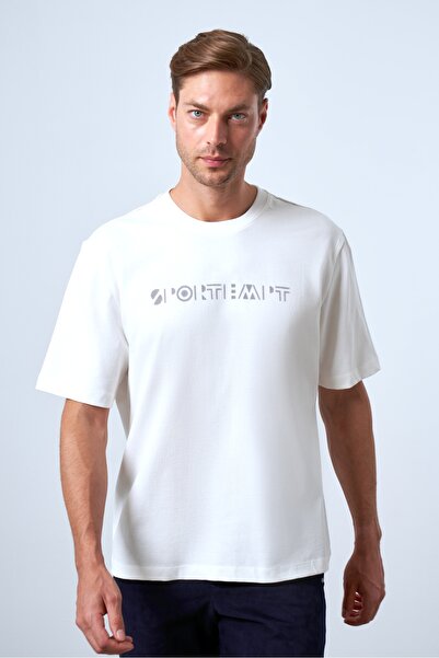 SPORTEMPT تي شيرت رجالي كبير الحجم برقبة دائرية مطبوع عليه فلوك - إكرو
