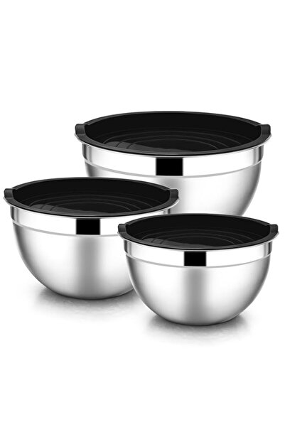 Generic أوعية خلط E-far مع أغطية، 6 قطع من أوعية السلطة المصنوعة من الفولاذ ا...