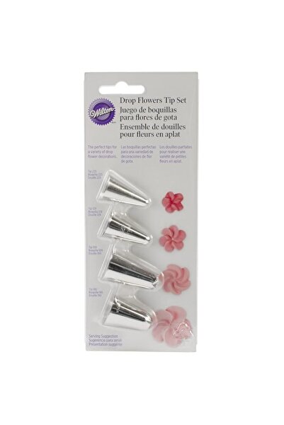 Generic مجموعة أطراف تزيين الكيك على شكل زهرة من ويلتون، مجموعة من 4 قطع، رمادي