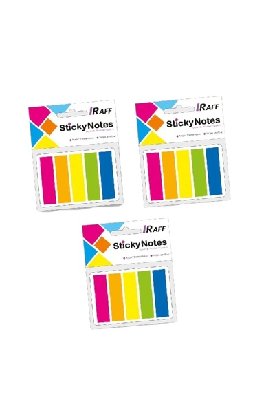 Raff Sticky Note Paper 5 Colors (15 mm * 75 mm) Neon Colors (3 Pieces)