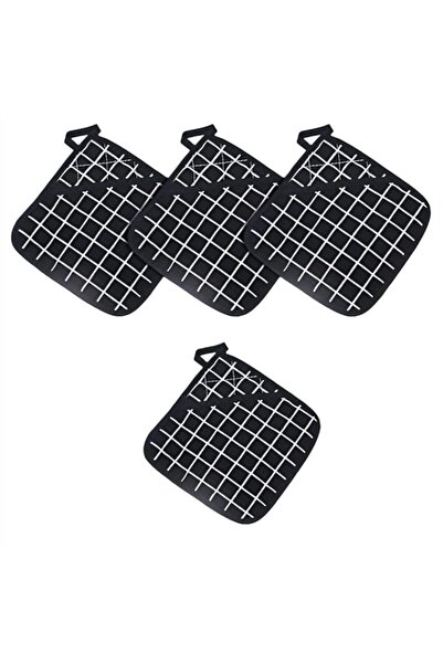 Generic قفازات فرن قطنية سميكة وحوامل أواني مقاومة للحرارة، مجموعة من 4 قطع، ...