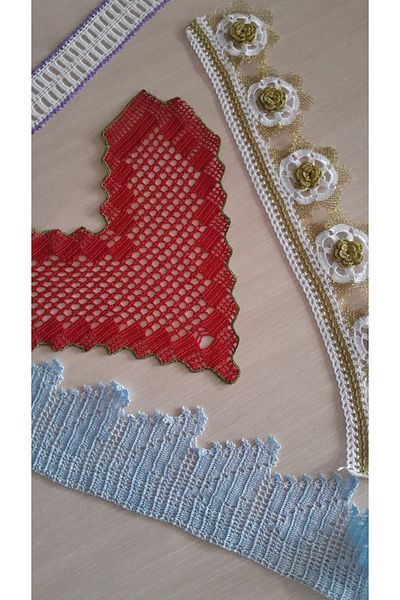 Papatyam 4 Pieces Handcrafted Dowry Each Towel Edge Hand Knitted Crochet/Towel Edge/Handwork/Handmade