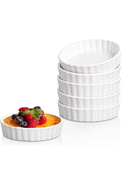 Generic مجموعة من 6 أطباق رامكين، كريم بروليه خفيف، 12 × 12 × 2 سم، رامكين لل...