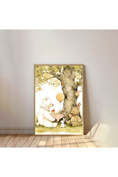 Dekorsiahome Pictură pentru cameră pentru copii cu ramă din lemn dintr-o sing...