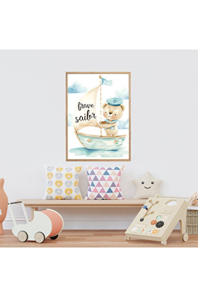 Dekorsiahome Tablou pentru camera copiilor cu rama din lemn dintr-o bucata TK1147