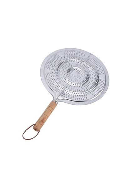 Generic حلقة طهي على نار هادئة بمقبض خشبي من ديلكاسا DC3006، مقاس 21 سم، فضي