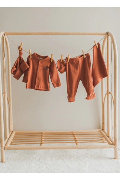 Latelier Midumi Yenidoğan, %95 pamuk %5 Likra , 5'li set, Kiremit Renk Hastan...