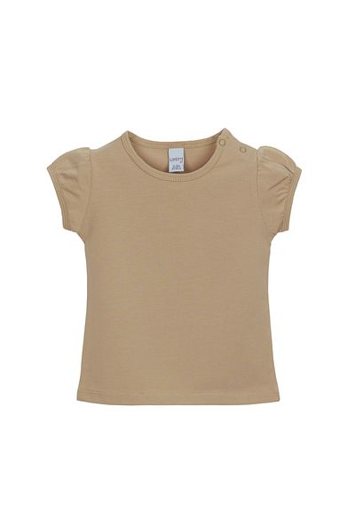 LOVETTI Milk Coffee Basic Baby Girl Snap Neck Watermelon Sleeve T-Shirt