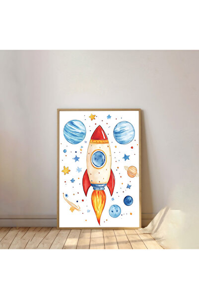 Dekorsiahome Tablou pentru camera copiilor cu rama din lemn dintr-o bucata TK...