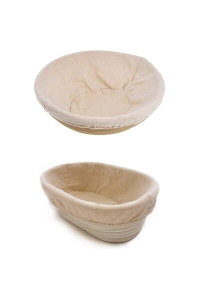 Generic مجموعة من 2 سلة خبز - دائرية 9 بوصة وبيضاوية 10 بوصة، لصنع خبز العجين...