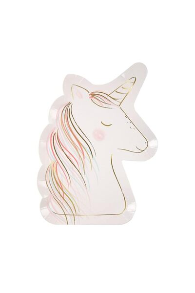 Generic أطباق يونيكورن ميري ميري، 8 قطع، كبيرة، وردية، مقاس واحد