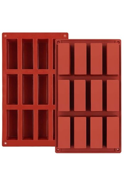 Generic قالب جرانولا بار من جورش، قطعتان، قوالب حلوى سيليكون مستطيلة لخبز ألو...