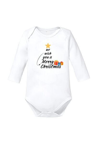 OEM Body copil bumbac Merry Christmas Crăciun alb mărimea 80