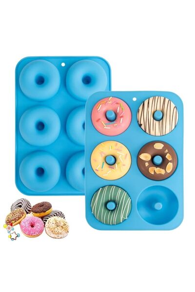 Generic قالب دونات سيليكون من دوكو، مناسب لـ 6 قطع دونات، مجموعة من قطعتين، ص...