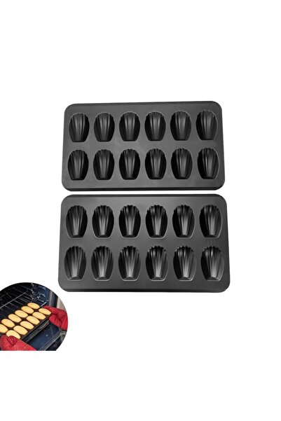 Generic 2 Pack 12 Cavity Non Stick Madeleine Pan, Warp Resistant Shell Shape ...
