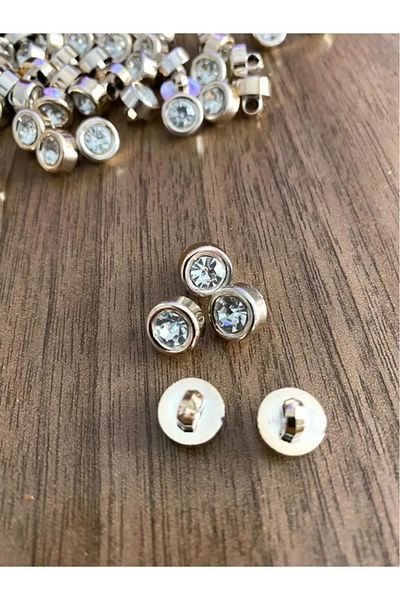 canan dizayn 10 mm Foot Gold Stone Metalized Button (15 Pcs)