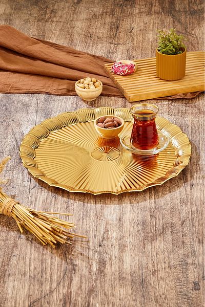 Cooker 35 cm Gold Tray – Presentation Tray with Glossy Surface